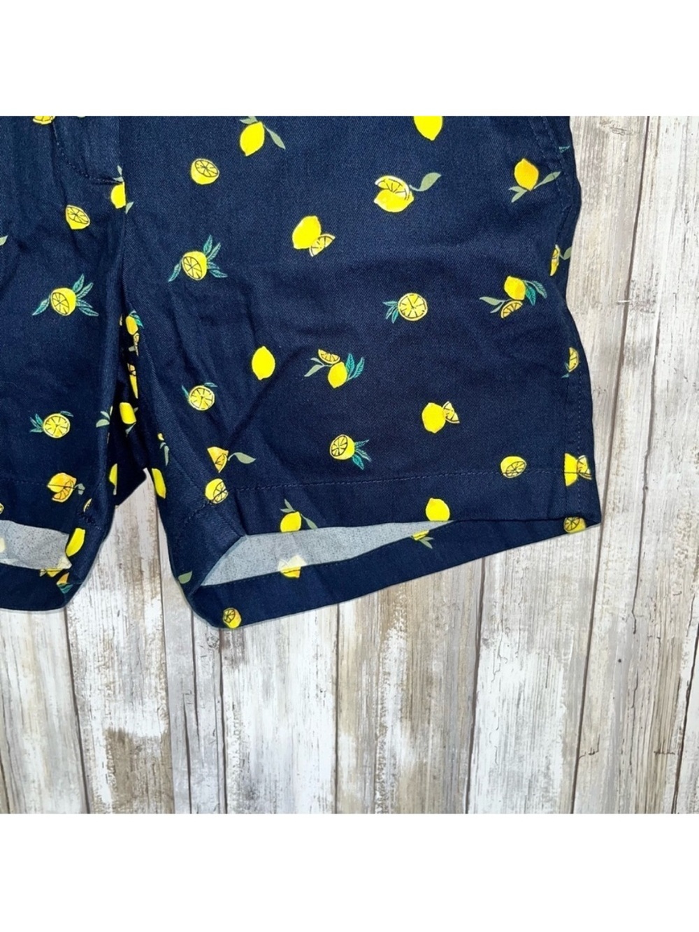 J.Crew Lemon Print Chino Shorts 5” Navy Yellow NWT Size 4 Cotton - Picture 5 of 6